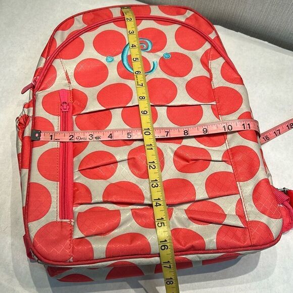 thirty-one Pink Gray Polka Dot Backpack "C" Embroidered School Dance Girls Kids - Picture 10 of 11